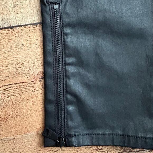 Ted Baker Women’s Black Coated Skinny Pants Sz 30 X 29 Zip Hem Faux Leather Look - Picture 5 of 10